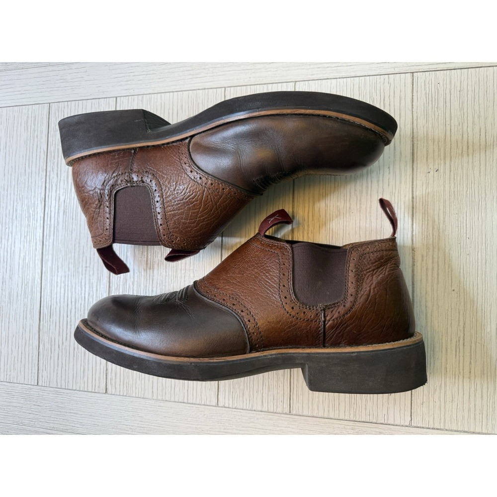 Twisted X Mens Brown Leather Cow Dog Western Cowboy Boots Slip‎ On Shoes 11.5 M